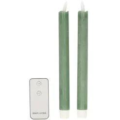 Anna's Collection LED dinerkaarsen - 2x - jade groen - 23 cm