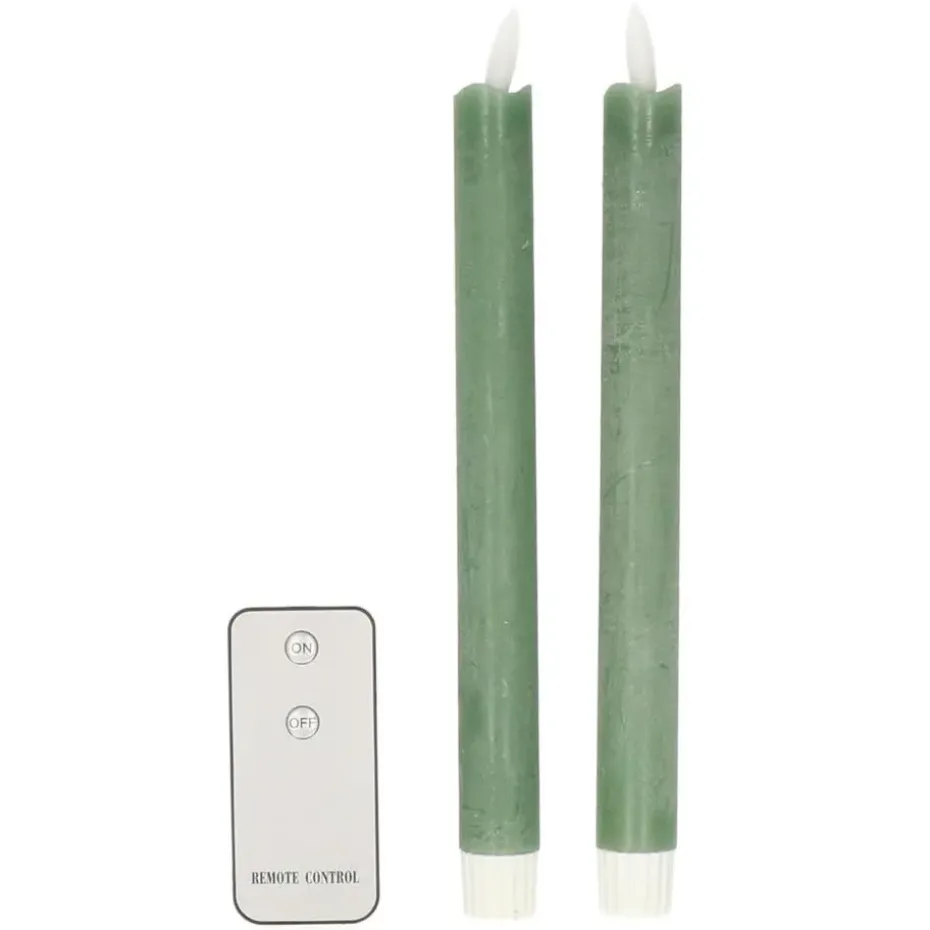 Anna's Collection LED dinerkaarsen - 2x - jade groen - 23 cm