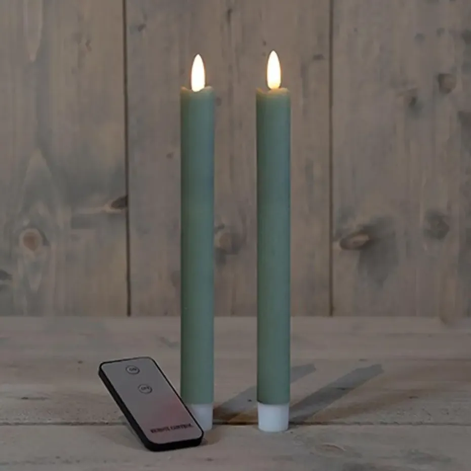 Anna's Collection LED dinerkaarsen - 2x - jade groen - 23 cm
