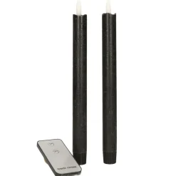 Anna's Collection LED dinerkaarsen - 2x - zwart - 23 cm