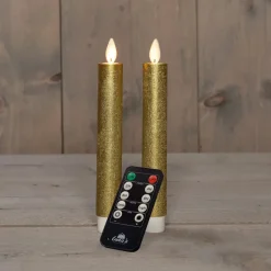 Anna's Collection LED dinerkaarsen - 2x - goud - 18 cm