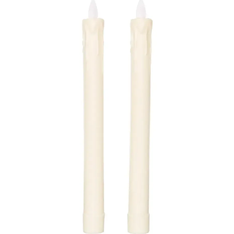 Anna's Collection LED Dinerkaarsen - 2x stuks - ivoor - 24 cm