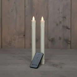Anna's Collection LED Dinerkaarsen - 2x stuks - ivoor - 24 cm