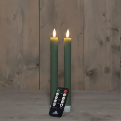Anna's Collection LED dinerkaarsen - 2x - jade groen - ribbel