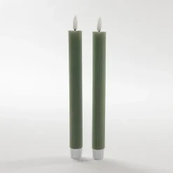 Anna's Collection LED dinerkaarsen - 2x - jade groen - ribbel