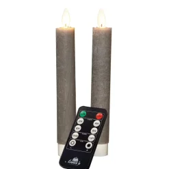 Anna's Collection LED dinerkaarsen - 2x st - taupe grijs - 18 cm