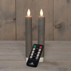 Anna's Collection LED dinerkaarsen - 2x st - taupe grijs - 18 cm