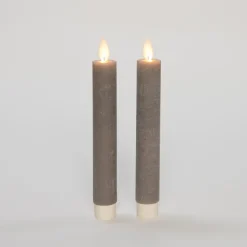 Anna's Collection LED dinerkaarsen - 2x st - taupe grijs - 18 cm
