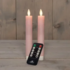 Anna's Collection LED dinerkaarsen - 2x st - lichtroze - 18 cm