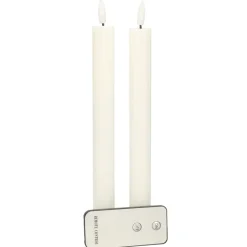 Anna's Collection Led dinerkaarsen - 2x st - wit - ribbel - 23 cm