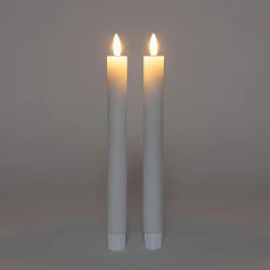 Anna's Collection Led dinerkaarsen - 2x st - wit - ribbel - 23 cm