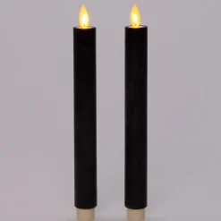 Anna's Collection LED dinerkaarsen - zwart - 2x - 23 cm
