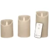 Anna's Collection LED kaarsen - 3x taupe - afstandsbediening