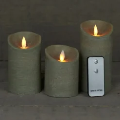 Anna's Collection LED kaarsen - 3x taupe - afstandsbediening
