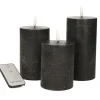 Anna's Collection LED Stompkaarsen -afstandsbediening -3x - zwart