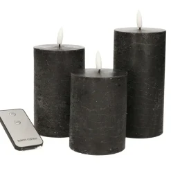 Anna's Collection LED Stompkaarsen -afstandsbediening -3x - zwart