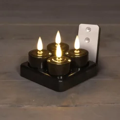 Anna's Collection LED waxinelichtjes - 4x -zwart - oplaadbaar
