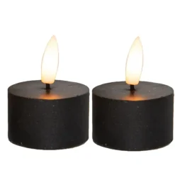 Anna's Collection LED waxinelichtjes - 2x -zwart -D4 x H5 cm