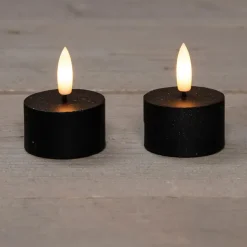 Anna's Collection LED waxinelichtjes - 2x -zwart -D4 x H5 cm