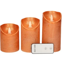 Anna's Collection Stompkaarsen - 3x - koper - LED kaarsen