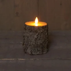 Anna's Collection Stompkaars - LED - berkenhout bruin - H10 cm