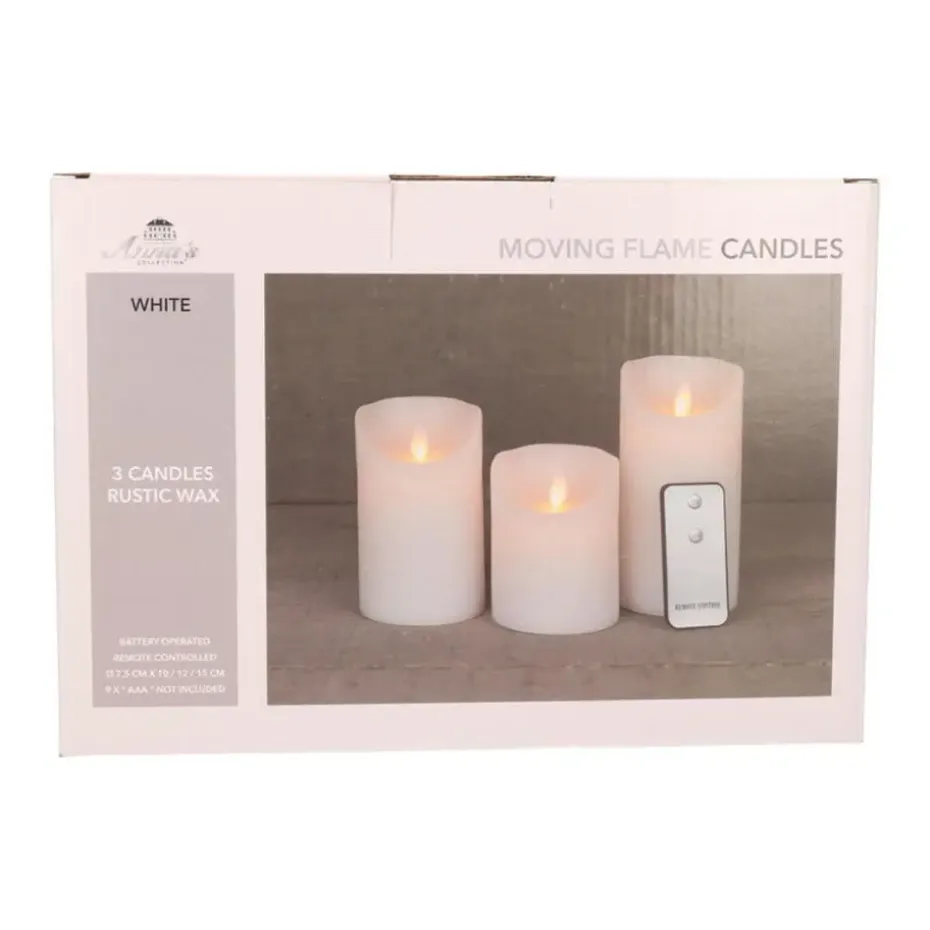 Anna's Collection Stompkaarsen - 3x - wit - LED kaarsen