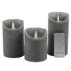 Anna's Collection Stompkaarsen - 3x - grijs - LED kaarsen