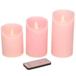 Anna's Collection Stompkaarsen - 3x - roze - LED kaarsen