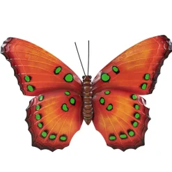 Anna's Collection Tuindecoratie - vlinder - oranje - metaal - 48 cm