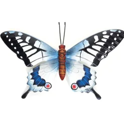 Anna's Collection Vlinder - tuindeco - metaal - blauw/zwart - 37 cm