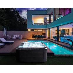 ARCELIA - Whirlpool buitenbad - Grijs - 215 x 180 cm - Acryl