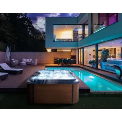 ARCELIA - Whirlpool buitenbad - Blauw - 215 x 180 cm - Acryl