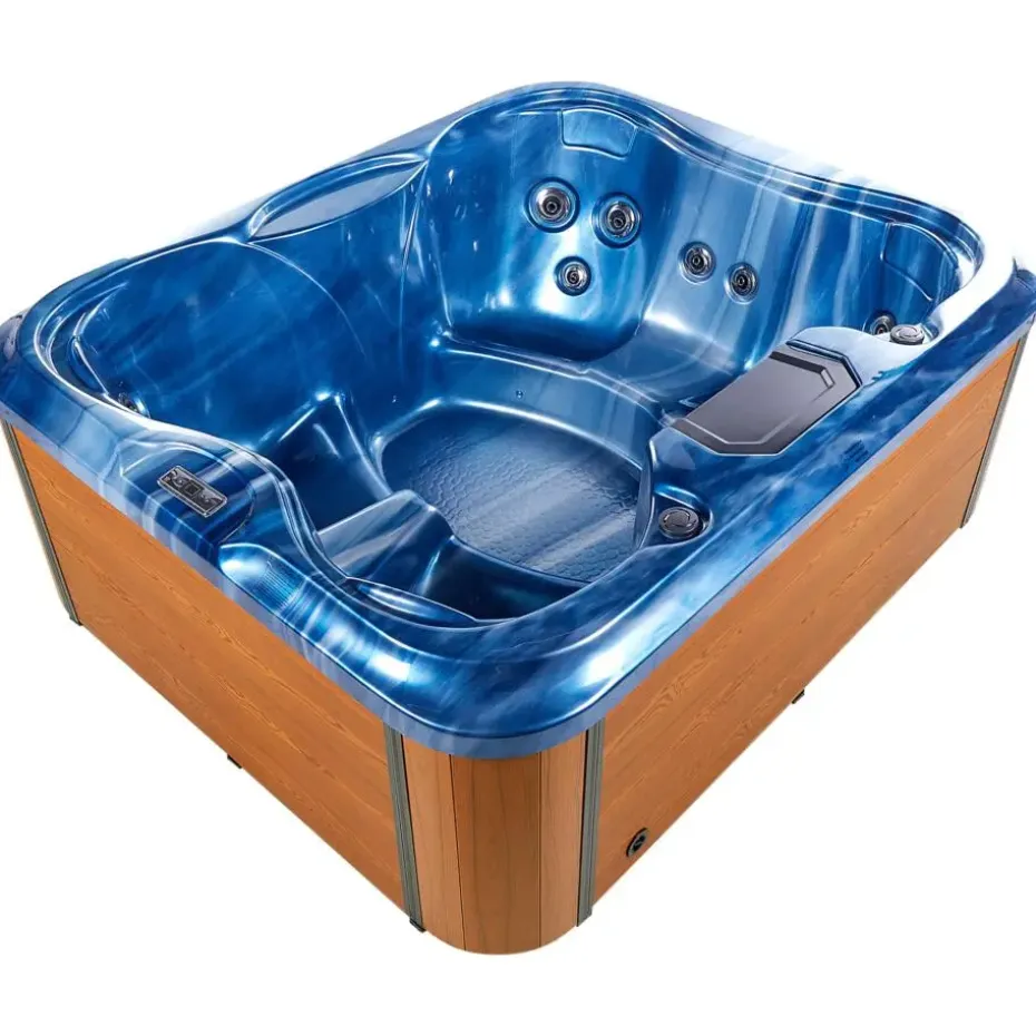 ARCELIA - Whirlpool buitenbad - Blauw - 215 x 180 cm - Acryl