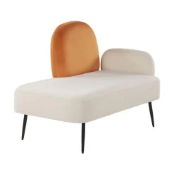 ARCEY - Chaise longue - Wit/Oranje - Fluweel