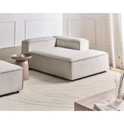 ARDAL - Chaise longue - Taupe - Linkszijdig - Corduroy