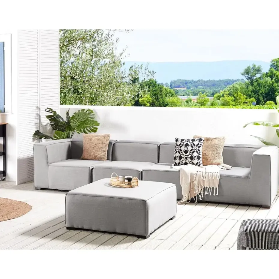 AREZZO - Tuinbank voor 4 - Lichtgrijs - Polyester