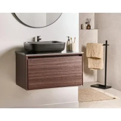 ARICA - Badkamermeubel met wastafel - Donkerbruin - 80 cm - MDF