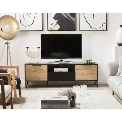 ARKLEY - TV-meubel - Zwart - Vezelplaat