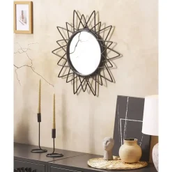 AROEK - Wandspiegel - Zwart - Rotan