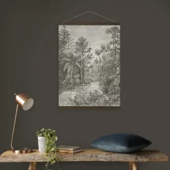Art for the Home Hangende Poster Linnen 80x60cm - Jungle Sepia