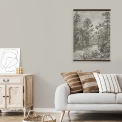 Art for the Home Hangende Poster Linnen 80x60cm - Jungle Sepia