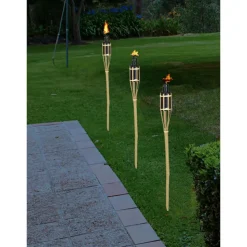 Articasa Tuinfakkels voor lampenolie - 3x stuks - 60 cm - bamboe