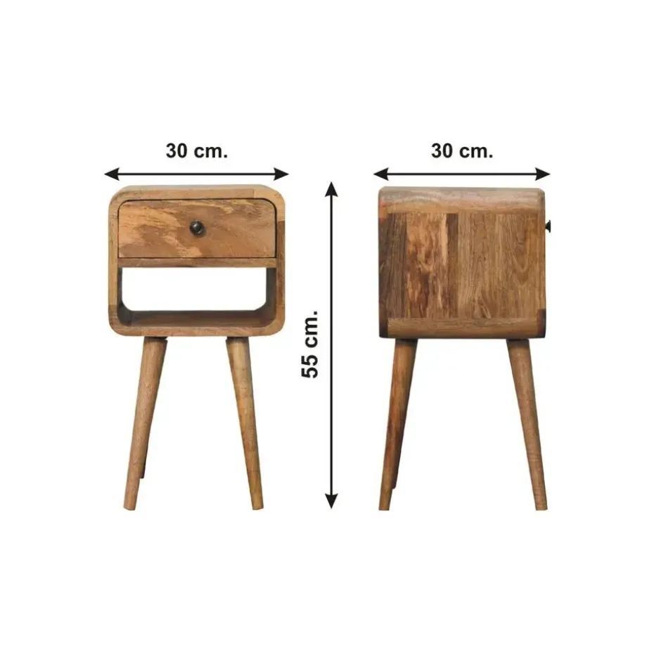 Artisan Furniture Massief Houten Eiken Curve Nachtkastje