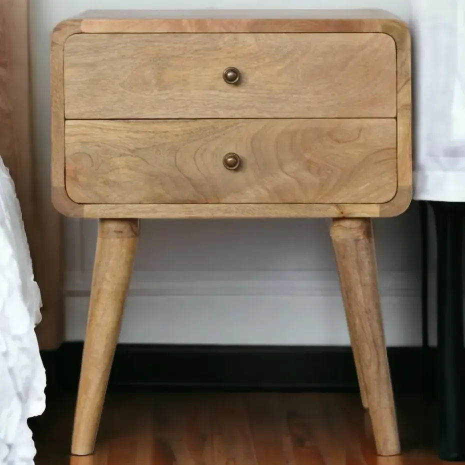 Artisan Furniture Massief Houten Gebogen Eiken Nachtkastje