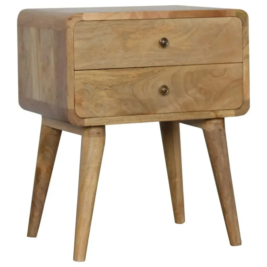 Artisan Furniture Massief Houten Gebogen Eiken Nachtkastje