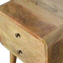 Artisan Furniture Massief Houten Gebogen Eiken Nachtkastje