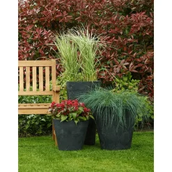Artstone Bloempot Claire - zwart - 43x39 cm - met drainagesysteem
