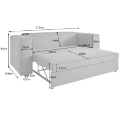 Asmund - Slaapbank 2-zits in grijze linnenoptik