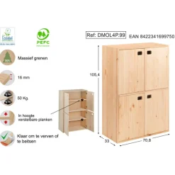 Astigarraga Dinamic Wandkast met deuren - PEFC grenen - 105x71cm