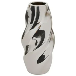 Atmosphera Bloemenvaas Silver Sky - zilver - keramiek - H21 cm